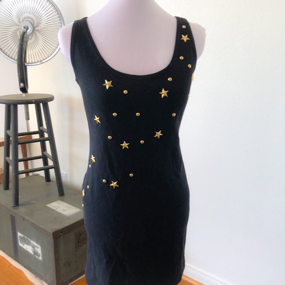 Vintage •• Black Star Studded Bodycon Dress